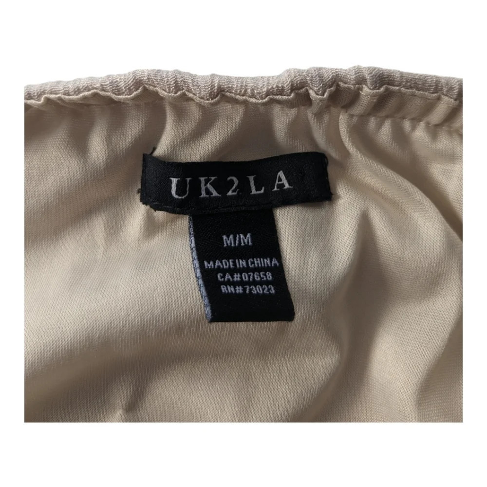 UK2LA Beige Strapless Dress Medium - Picture 9 of 10